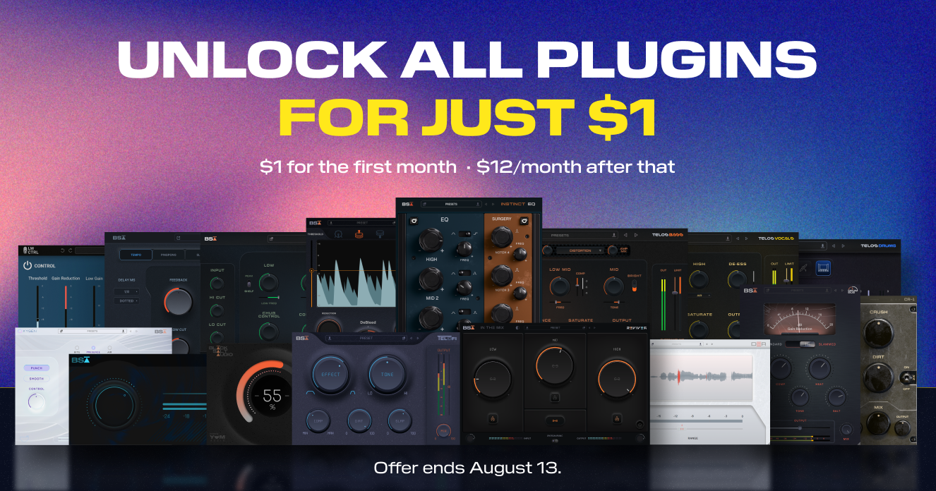 Unlock all plugins for just $1. $1 for the first month, $12/month after that. Offer ends August 13.